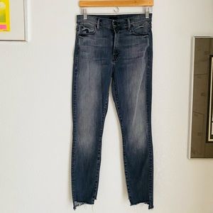 Mother Dark Gray Washed Black Denim High Waisted Looker Ankle Fray Jeans 29